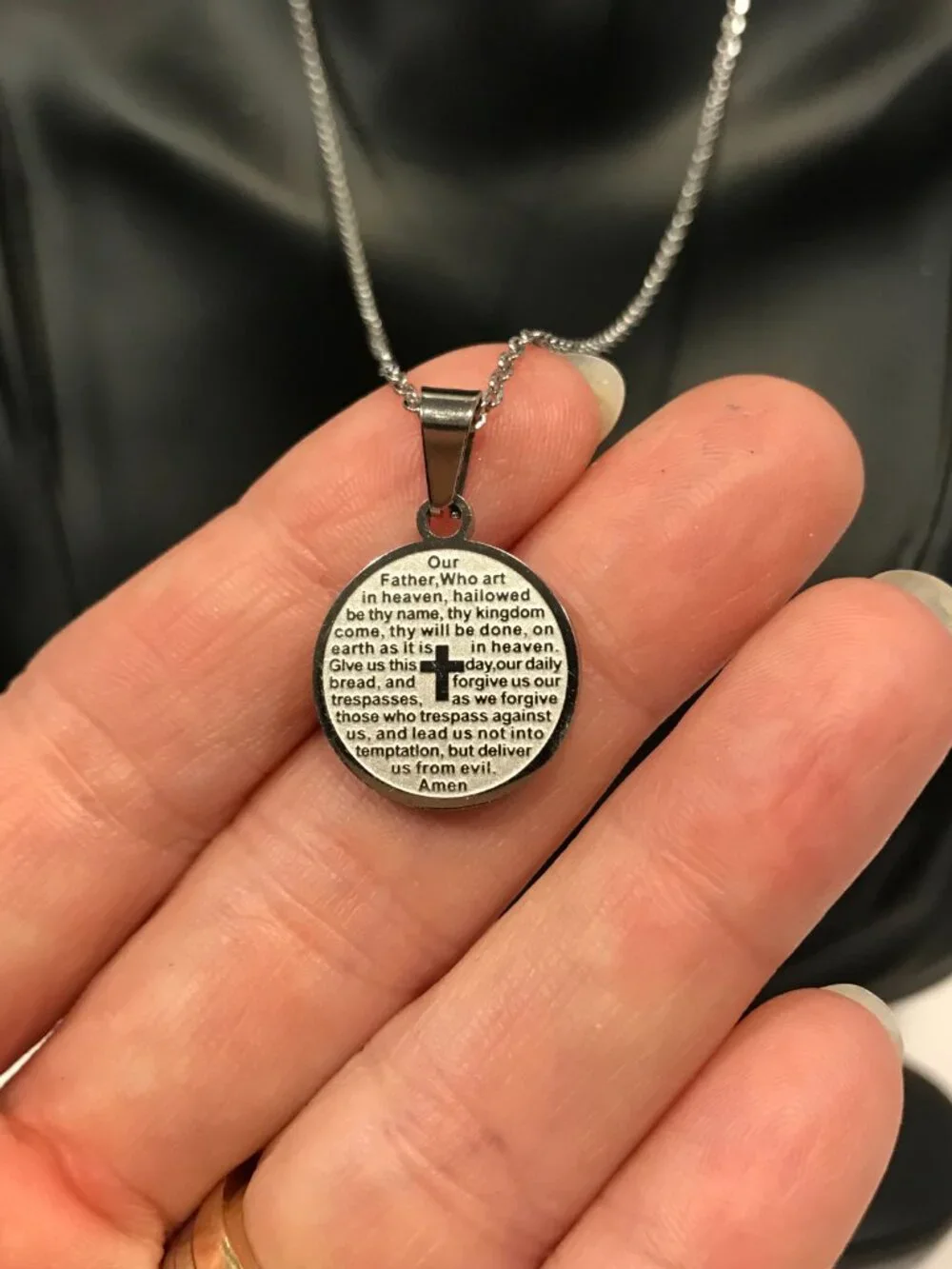 Lord's Prayer Pendant Necklace + Stainless Steel 18-inch Chain NEW